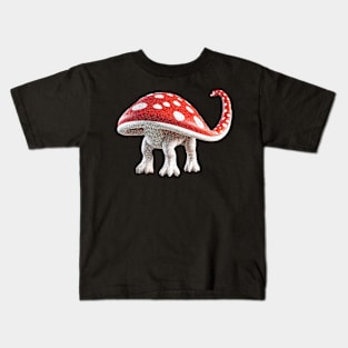 Red and White Mushroom Hat Brontosaurus A Simple Delight Kids T-Shirt